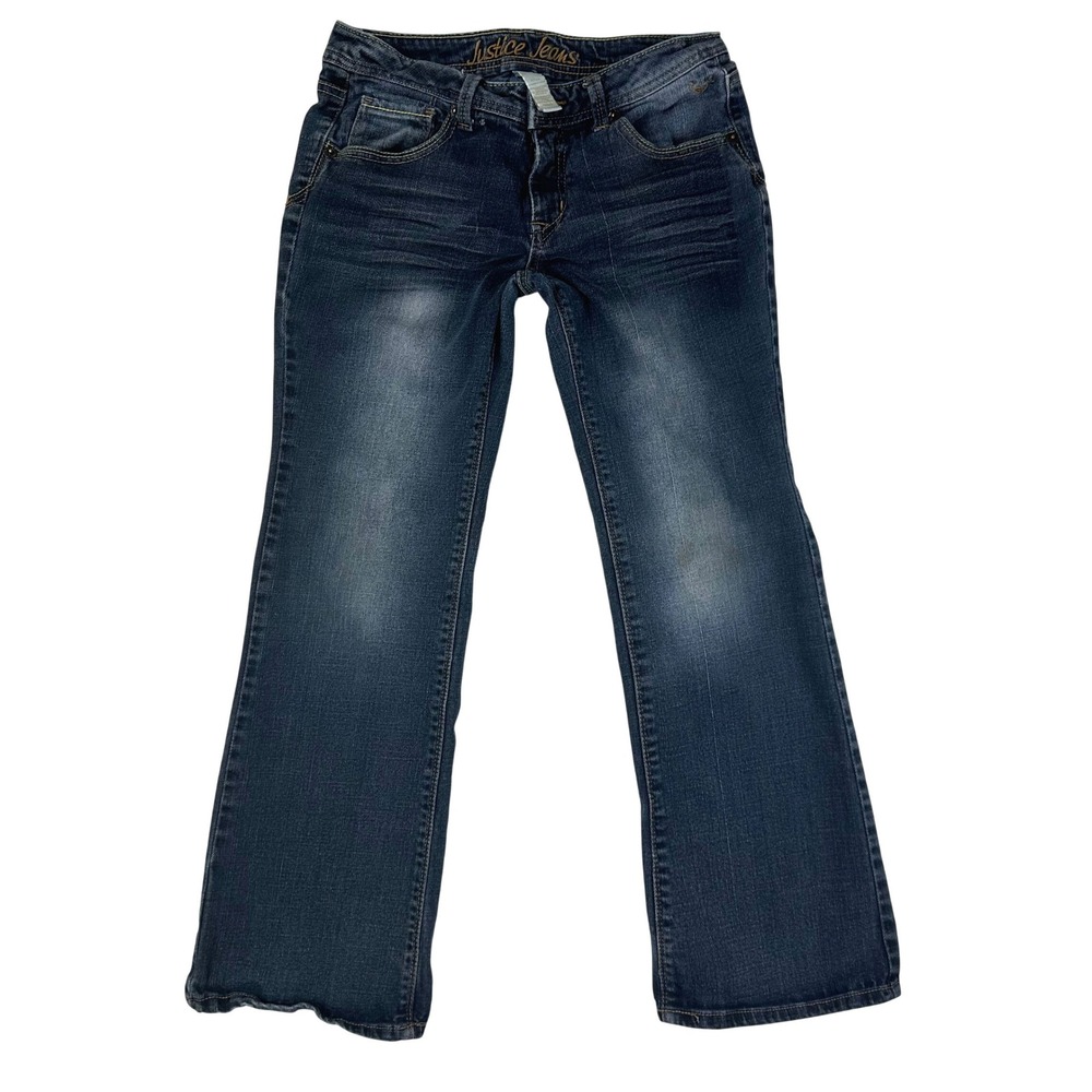 Justice Girls Simply Low Bootcut Jeans Dark Wash Size 12.5 Stretch‎ Denim Y2K